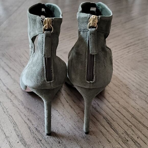 Olive green suede size 7 heels Vero cuoio New - Picture 3 of 7